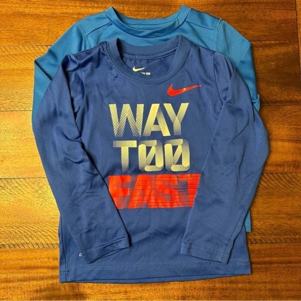 Lot of 2 Toddler Long Sleeve Active Dri-Fit Shirts Nike and Old Navy Blue play s